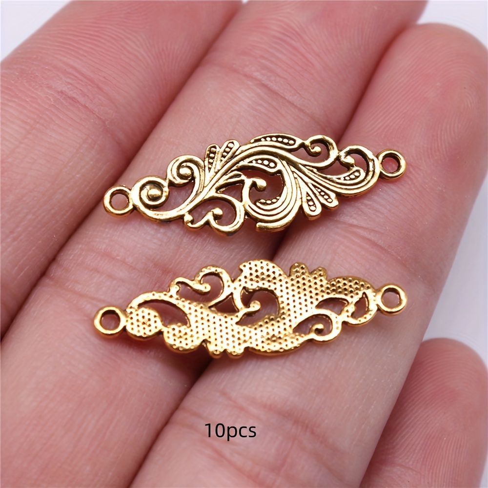 10pcs Vintage Floral Connectors, Pendant Bracelet Necklace Jewelry Making Additions, 30x10mm