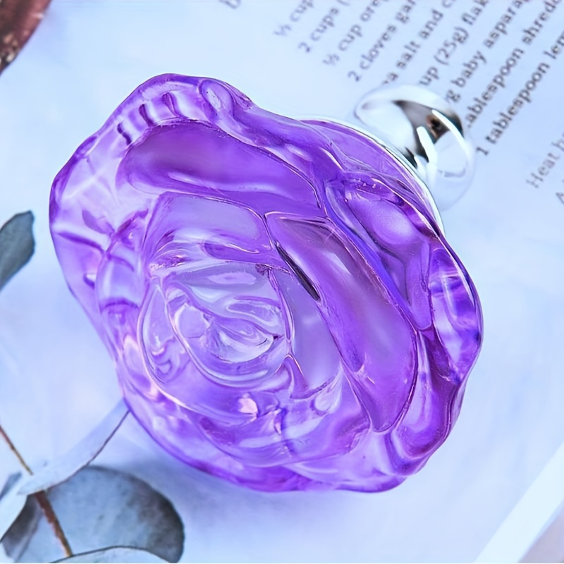 

4 Pcs 50mm Crystal Rose Glass Clear Knob Furniture Kitchen Drawer Cabinets Handles Dresser Closet Pulls Knob Home Decor (purple)