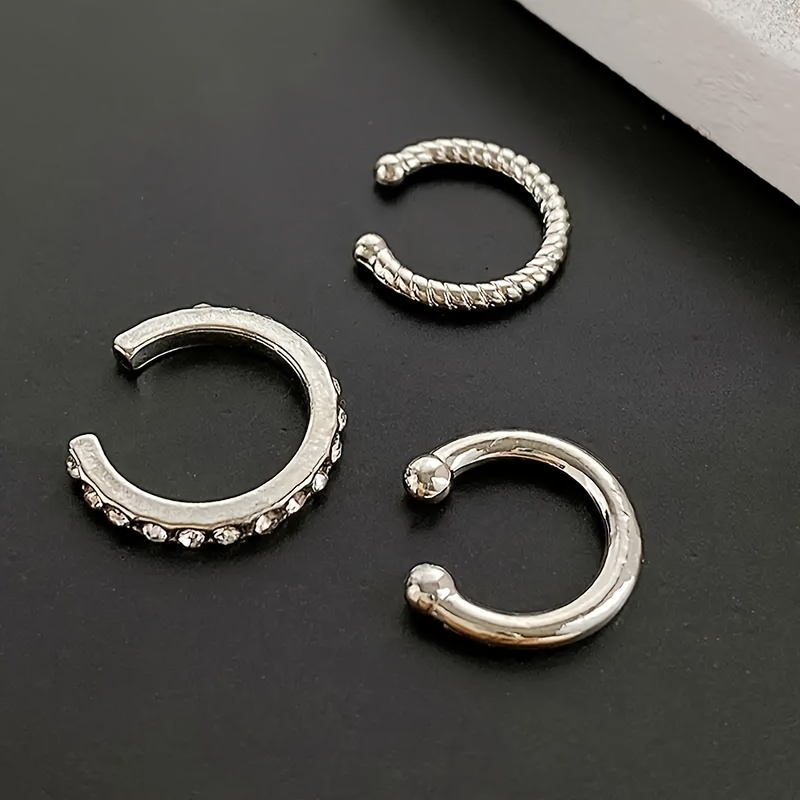 3pcs Sparkling Rhinestone Ear Cuffs, Stylish Accessories
