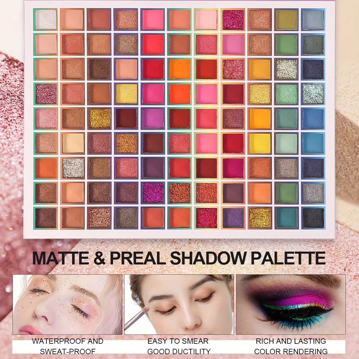 99 Colors Eyeshadow Palette, Rainbow Colors Makeup Eyeshadow Palette,  Professional High Pigmented Matte Glitter Makeup Pallet, Waterproof Long  Lasting
