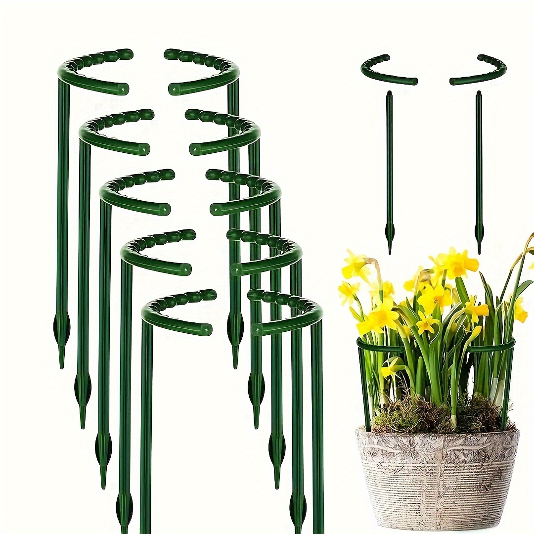 

12pcs, Green Plant Support Stakes, 13.5 Inches Durable Plastic Stick Holders For Garden Flowers Orchards, Greenhouse Rod Stand For Bonsai And Flowering Plants, Easy Assembly Garden Essentials