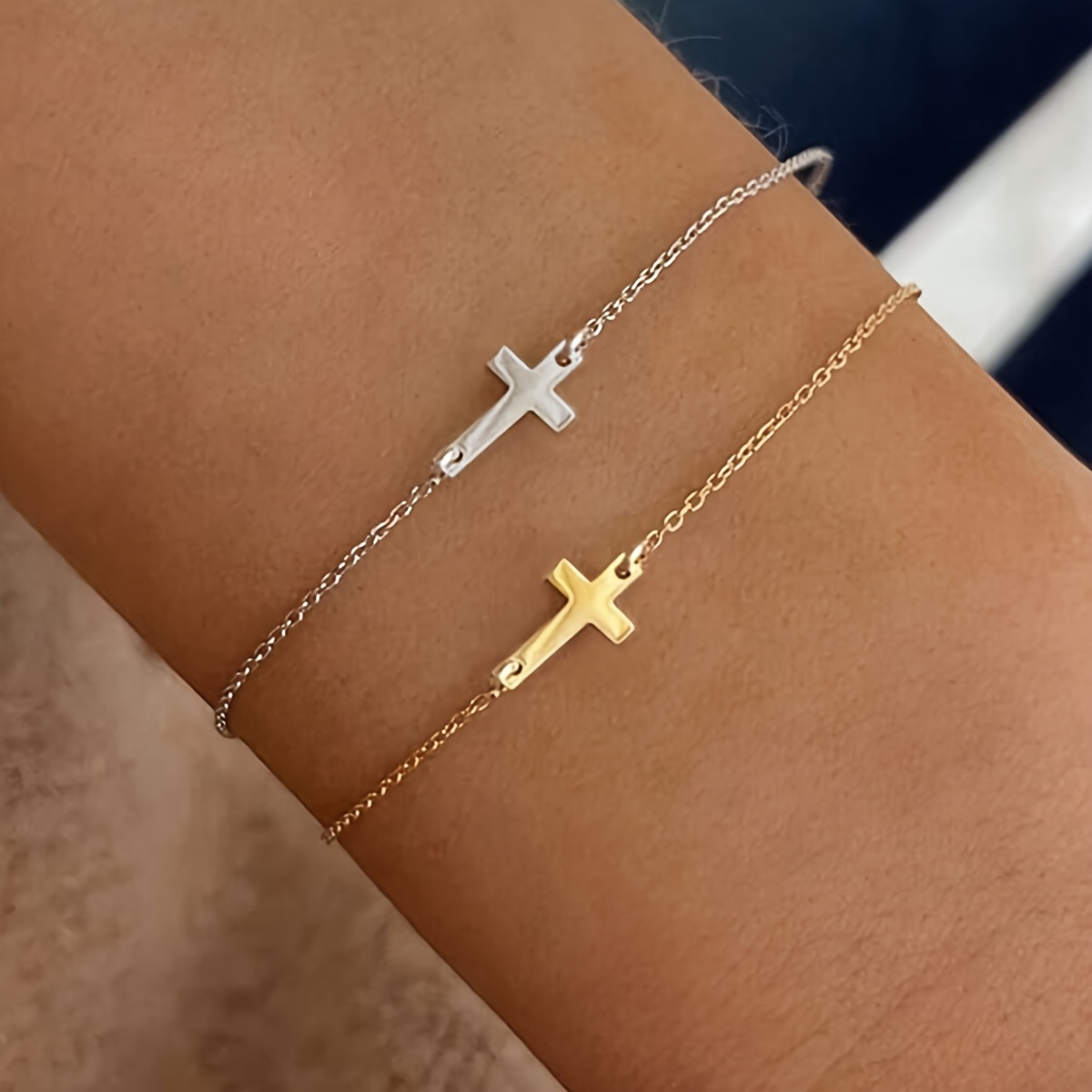 1 stylish and easy all body stainless steel cross accessory womens chain bracelet suitable for everyday wear