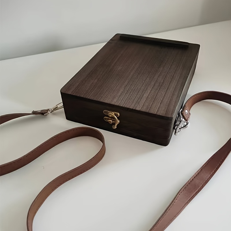 Men's Wooden Portable Crossbody Postman Bag Multifunctional - Temu
