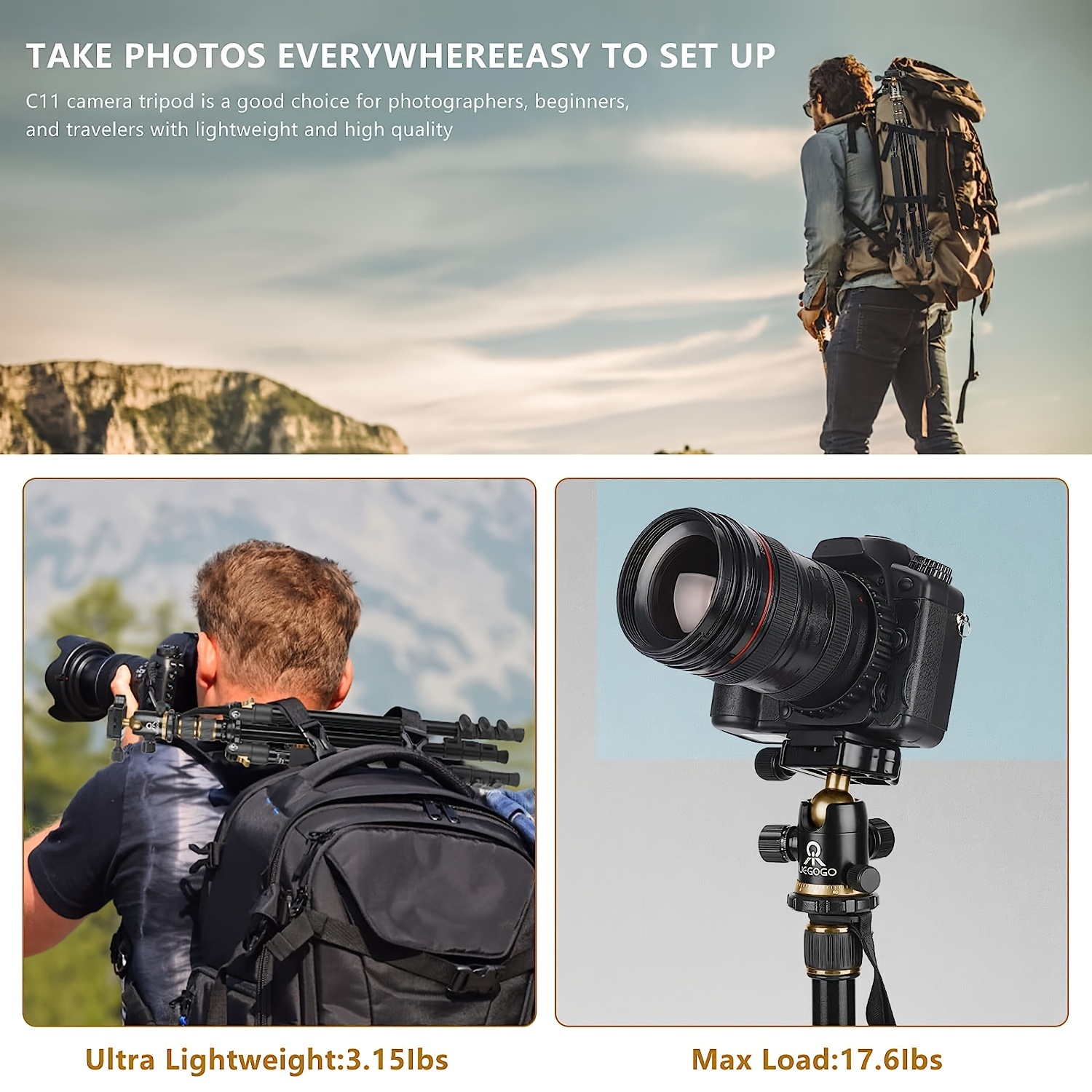 aluminum tripod cameras dslr binoculars laser level Temu Portugal