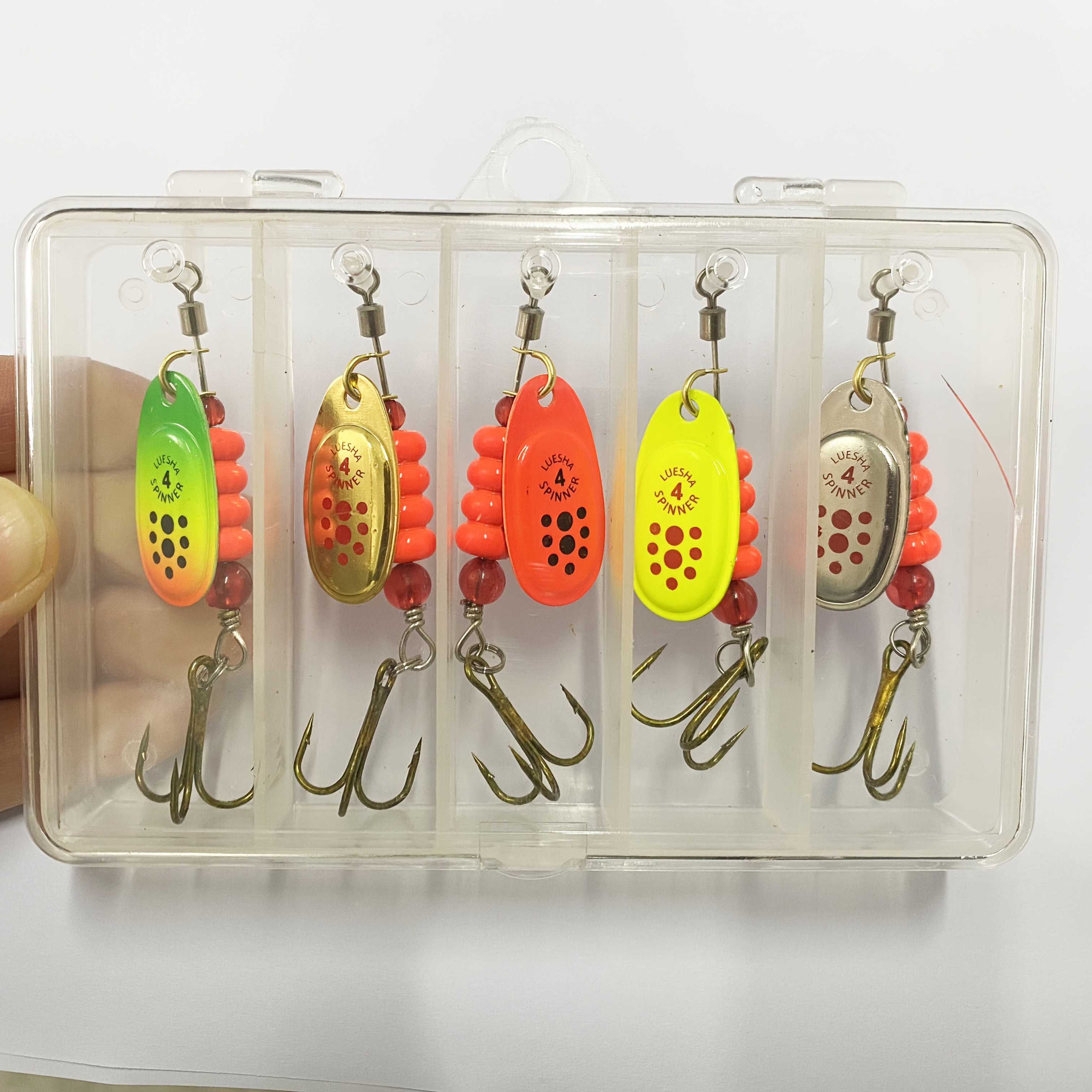 5pcs Rotating Sequin Set, Hand Cranked Blade, Lure, Simulated Bait, Far Throw Bait, Fake Bait, Composite Sequin, Curved Mouth