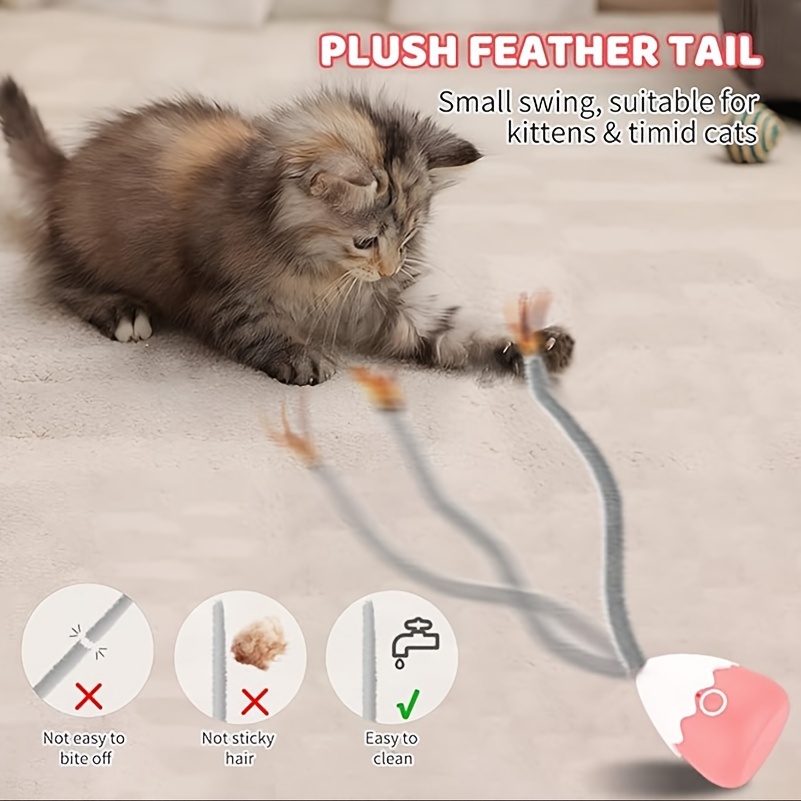 

Cat Wand Toy, Automatic Silicone Tail Teaser Toy 2 In 1, Electronic Interactive Toy For Indoor Cats, Rechargeable Exercise Toy For Kitten