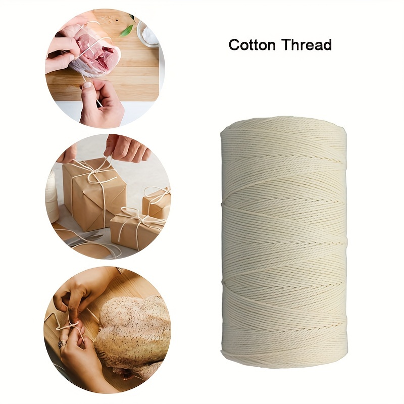 

Cooking Twinecotton Thread, 328 Ft 1mm Food Safe Cotton Kitchen Cord For Roasting, Trolling Turkey, Tying Meat, Making Sausages, Baking & More