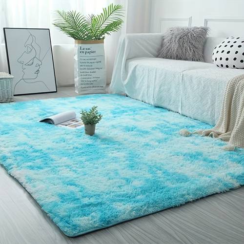 turquoise ombre gradient hand tufted polyester area mat soft plush rectangular machine made mat for living room bedroom office decor rugs for living room accent decor