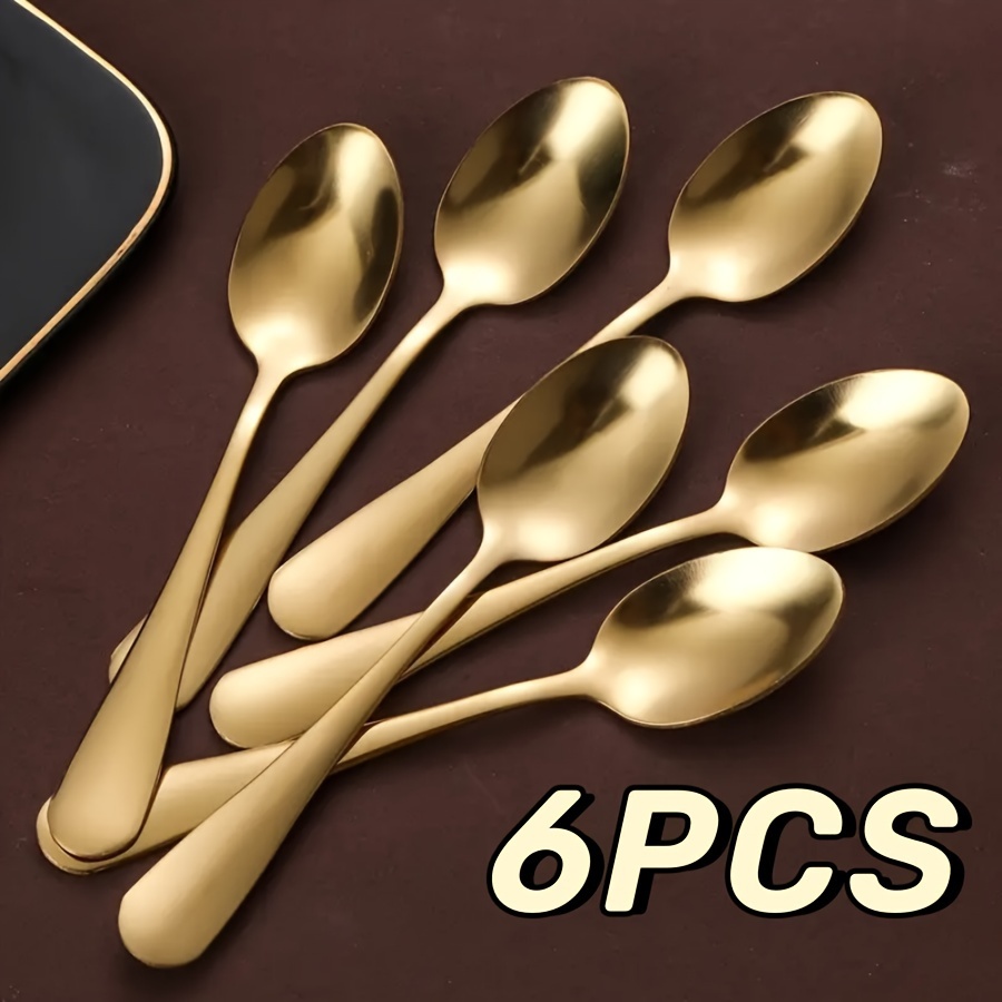 

mini " Set Of 6 Gold Stainless Steel Coffee Spoons - Dishwasher Safe, Perfect For Espresso & Desserts, Ideal For Parties & Gifts