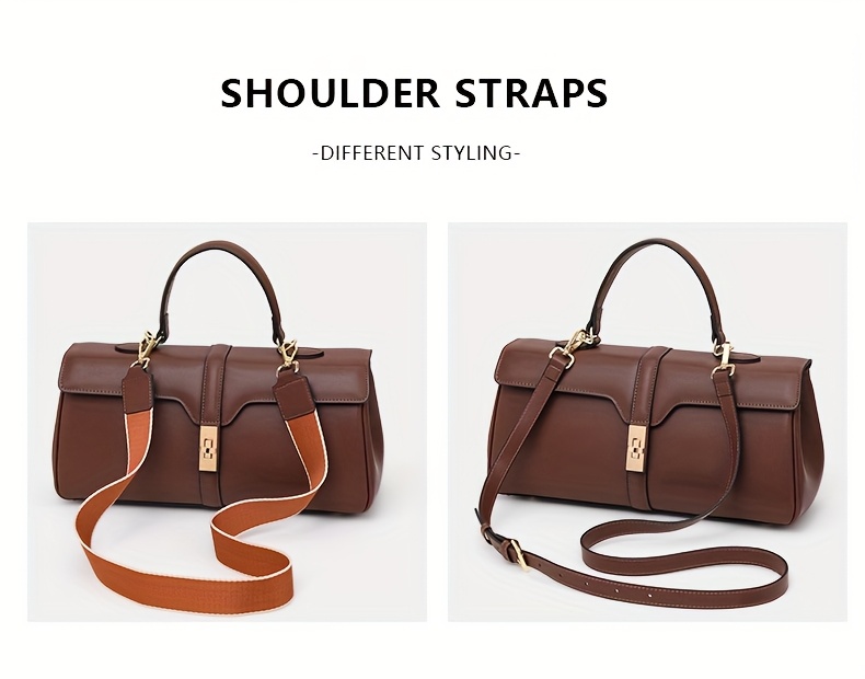 Women's Elegant Large Capacity Handbag - Sophisticated Convertible Clutch, with Golden-Tone Hardware, Zipper Closure, Structured design - Formal & Everyday Use - Available in Deep Brown/Black - Luxury Leather-like Women's Purse