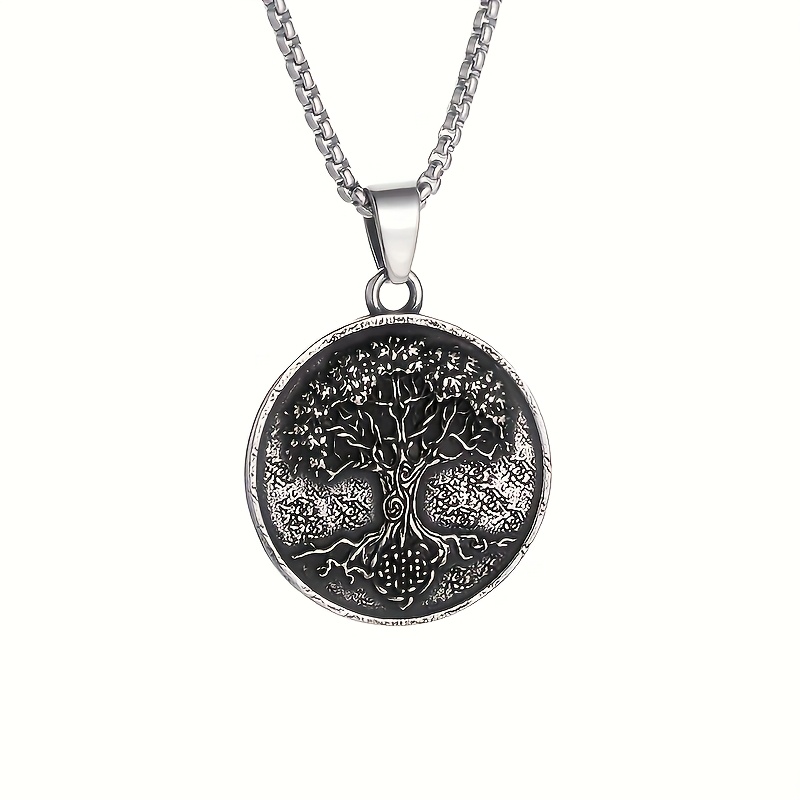 TEMU Collar Retro con Colgante Árbol de Nórdico. Es un Collar de Árbol del Mundo Hip Hop Moderno para Hombres y Adecuado para Uso Diario y Fiestas