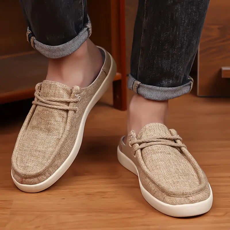 mens linen slip on loafers casual summer shoes with breathable fabric upper comfortable rubber sole and adjustable lace for outdoor casual attire shoes for hiking streetwear footwear durable footwear Product details 6