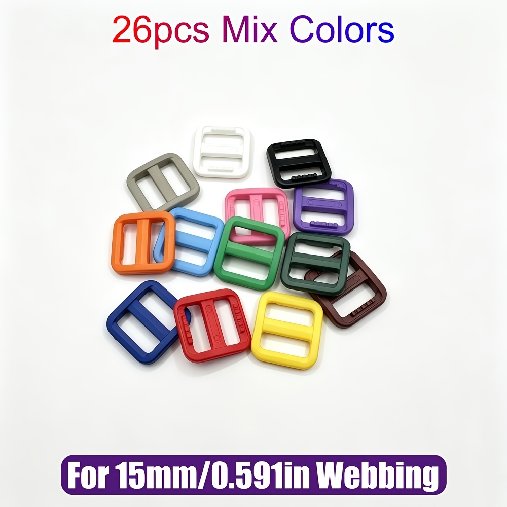 TEMU 26pcs Mixed Color Plastic Slider Adjust Buckles For Dog Collar Harness Backpack Straps Webbing