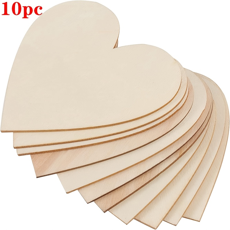 Image of 10pcs Wooden Heart-shaped Wooden Pieces Painting Graffiti Craft Wooden Pendant Ornaments Decor Holiday Party Birthday Decorations