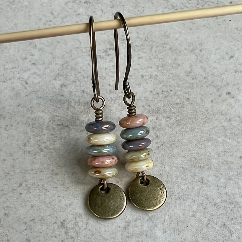 

Simple Beaded Round Dangle Earrings Daily Wear Ear Jewelry Party Gift For Female