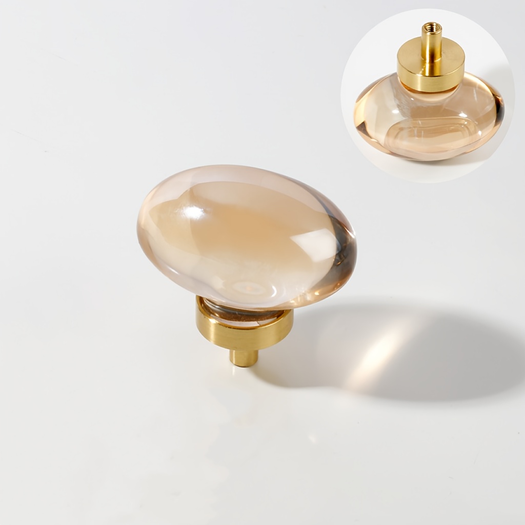 2pcs Of Crystal Egg Handles For Modern European-style Luxury Wardrobe Doors, Drawer Cabinets, Single-hole Transparent Cabinet Small Handles