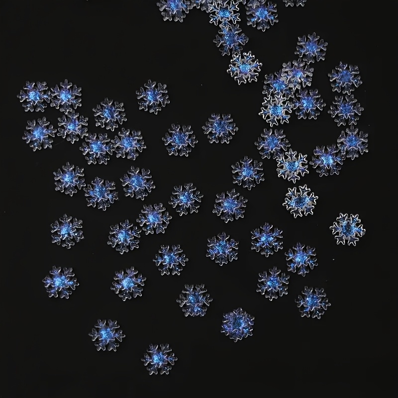 Image of 60pcs Sparkling Mini Snowflakes For Crafts And Nail Art - Glitter Ornaments For Christmas, New Year, Winter Parties, Scrapbooking And Cake Decorations