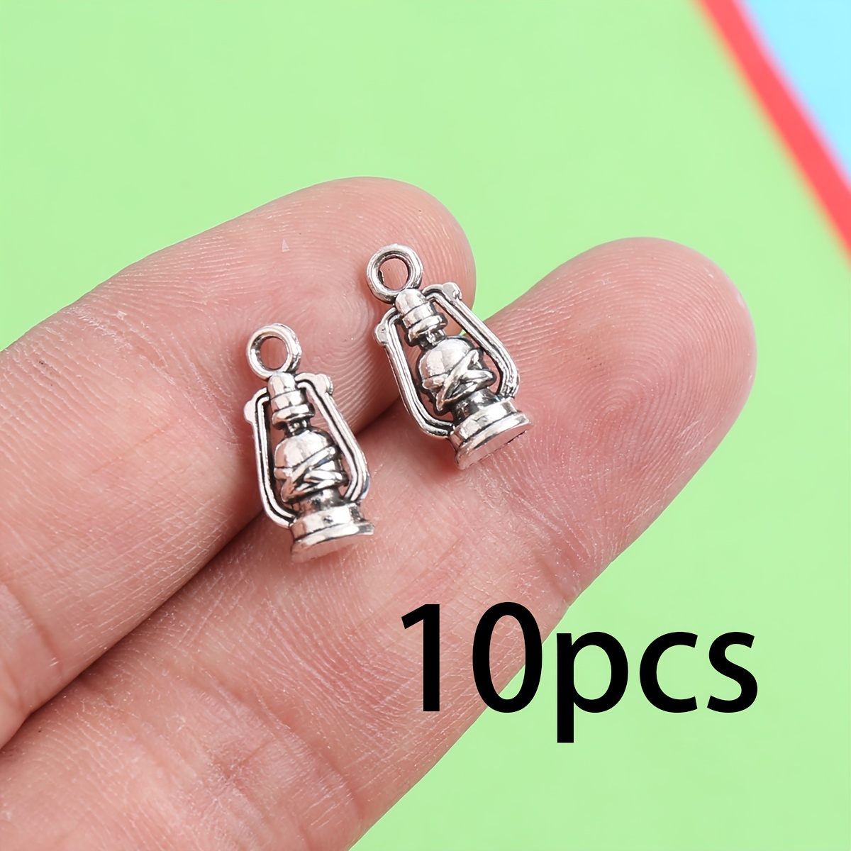 TEMU Lot de 10 mini breloques lampe à pétrole vintage, motif en lanterne cheval en dimensions, adaptées pour bracelets, , boucles d'oreilles DIY,