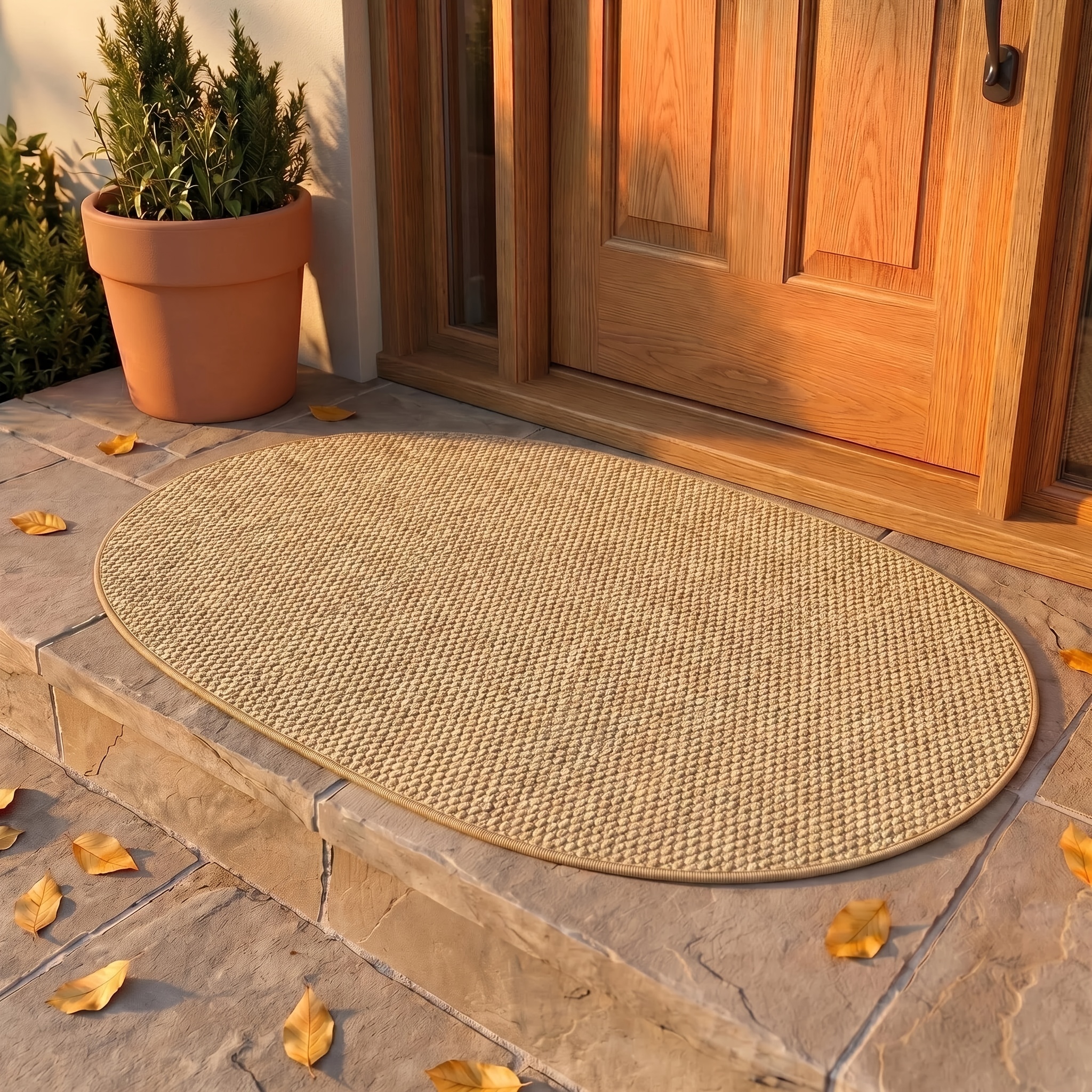 Handwoven Oval Sisal Rug with Non-Slip TPR Backing