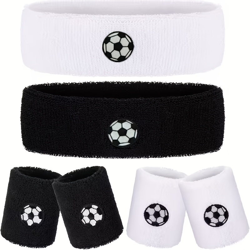 TEMU 6pcs Pack 6pcs Unisex Elastic Headbands & Wristbands Suitable For Football, Badminton, Running - High-elasticity Breathable Workout Headbands &
