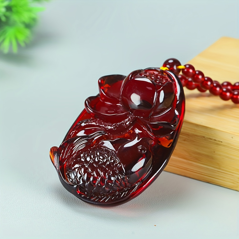 Unisex Elegant Ethnic Lotus Fish Pendant Sweater Chain Necklace