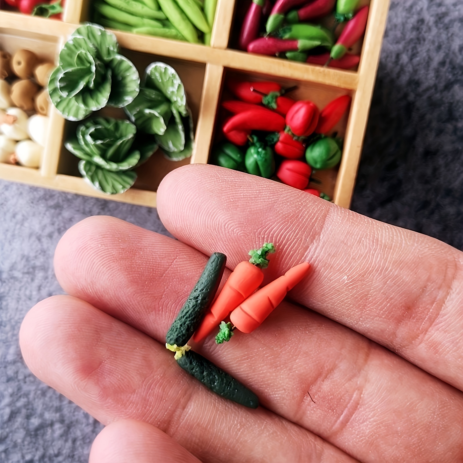 

10pcs Miniature Fruit & Vegetable Set For Dollhouses - 1/12 Scale Realistic Clay Tomatoes, Carrots, Potatoes - Rustic Garden & Farm Playsets