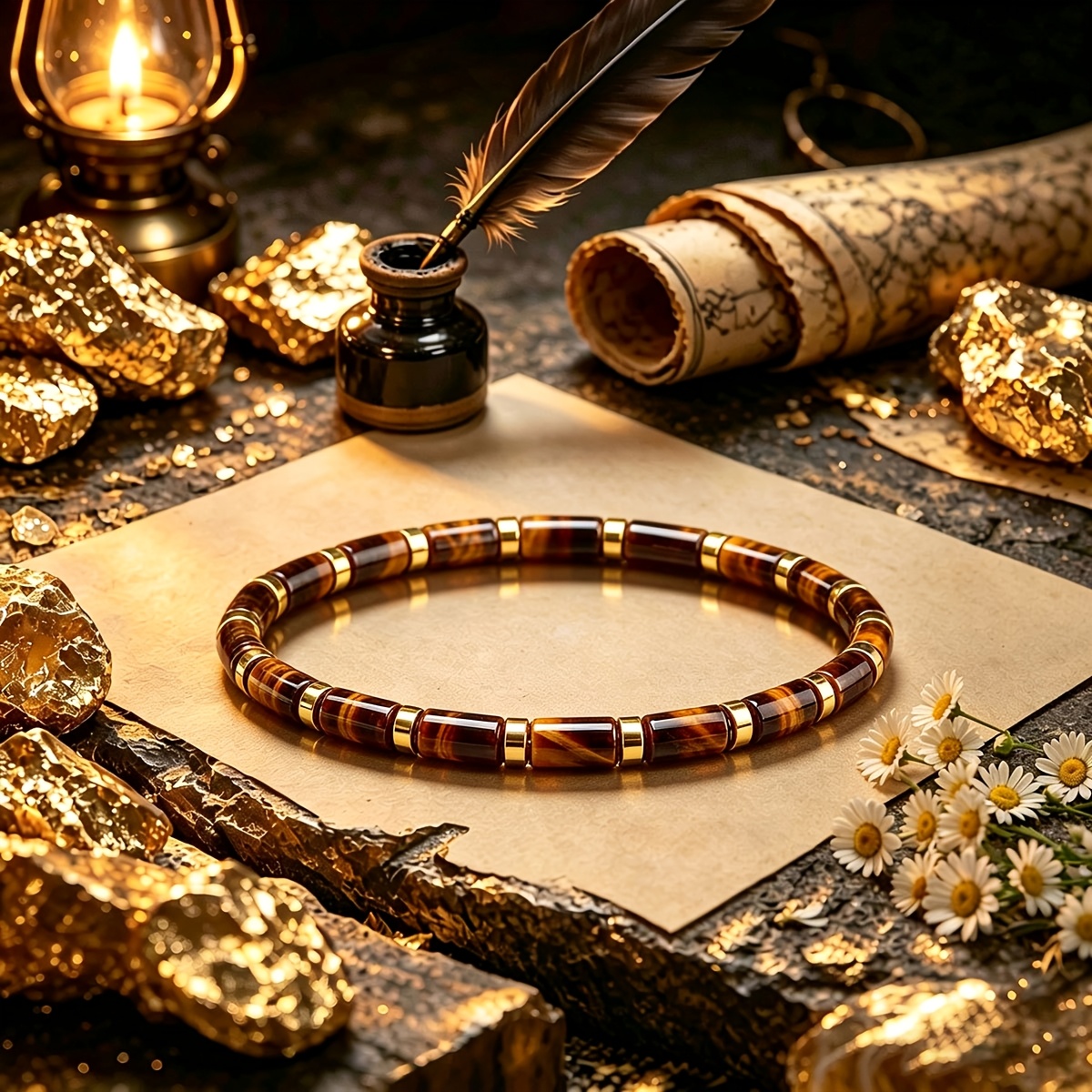 Tiger Eye Bead Bracelet Symbolizing Wealth and Prosperity