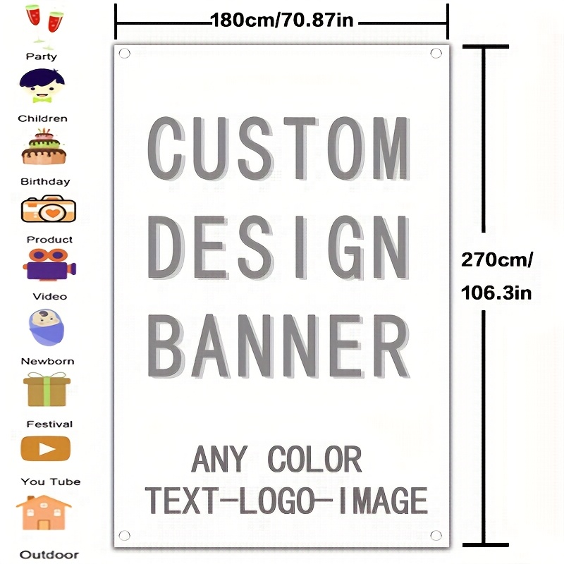 TEMU 1 Custom Vertical Flag - Personalized With Characters/logo/picture/pet Banner, Multiple Sizes , Suitable For Events, Business, Birthday