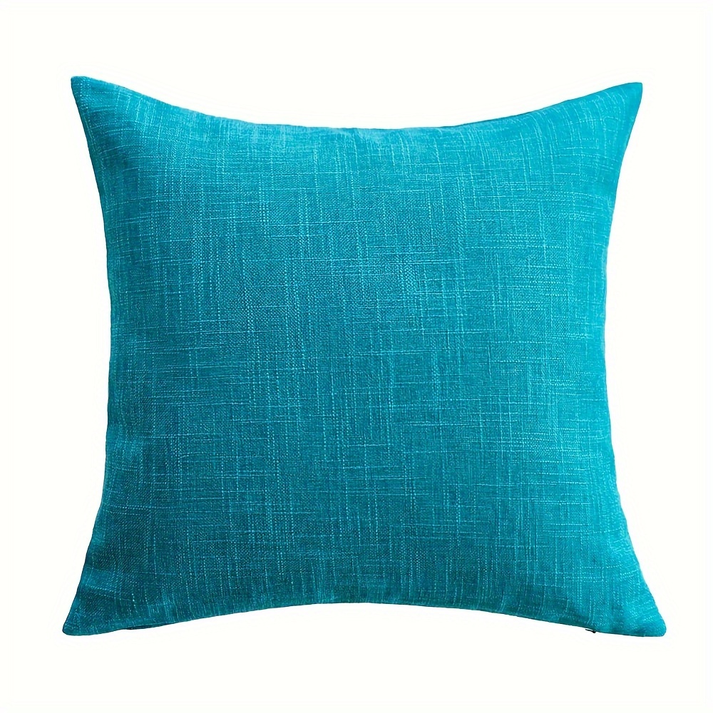 1pc Teal Linen Look Pillow Case 18x18/12x20 Inch Cushion Cover For Couch Sofa Bed, Soft Decorative Throw Pillowcase (no Insert) 2025 Decor