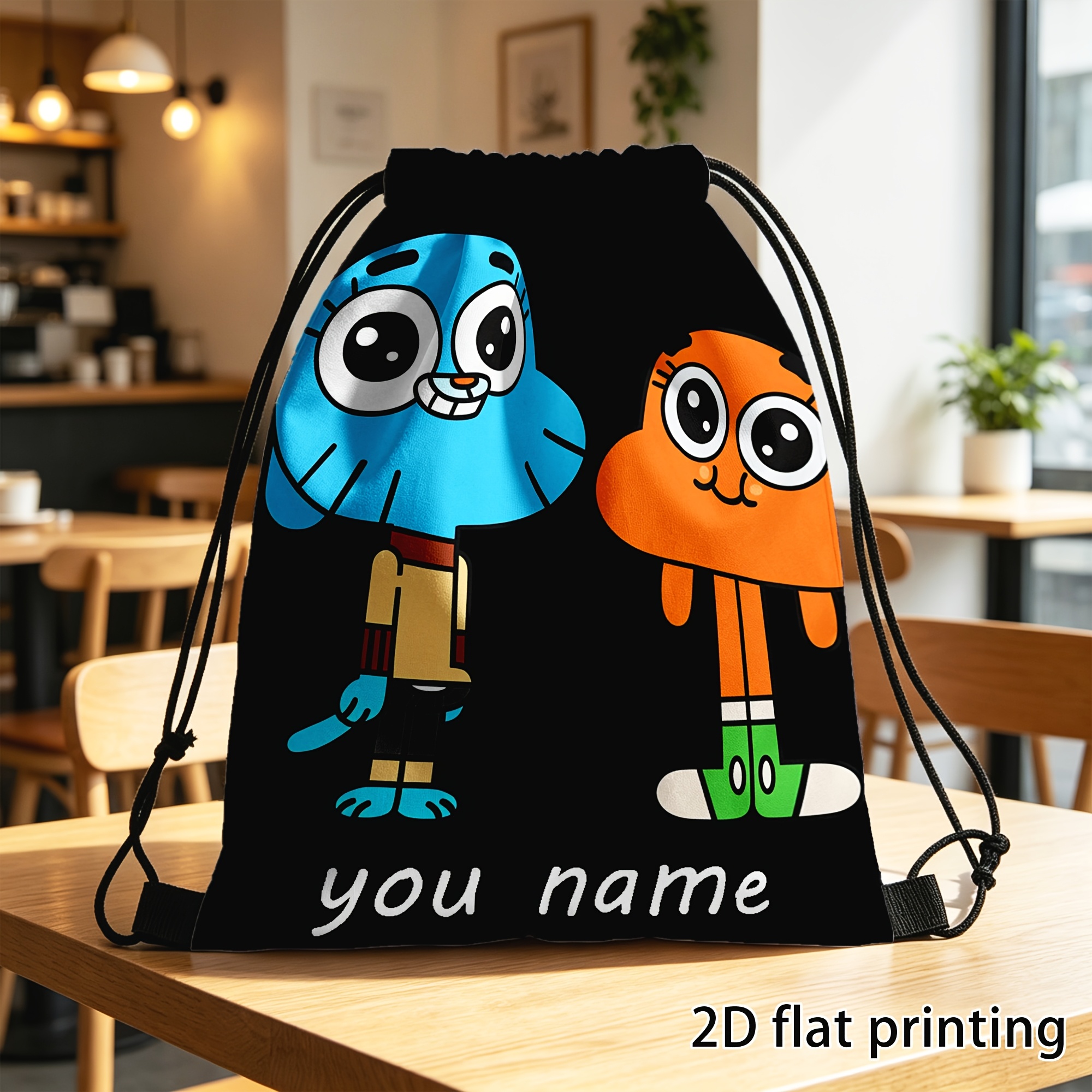 TEMU 2d Flat, 1pc Custom Drawstring Bag, A Darwin Weight Drawstring Bag, Perfect For , Gym Workouts, Or Short Trips; A Practical And Stylish For Any
