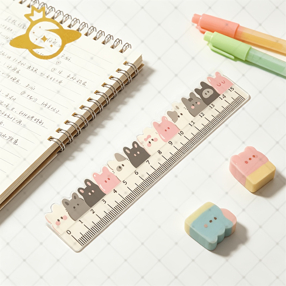 Acrylic Ruler with Cute Rabbit Pattern, Measuring Tool