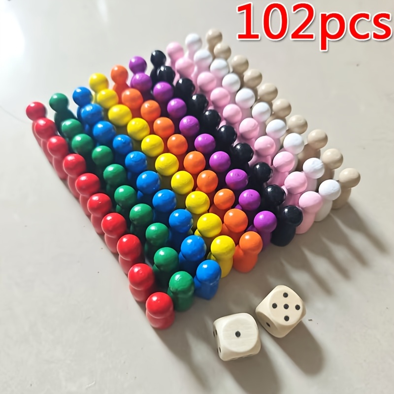 TEMU 100pcs 2pcs Dice Humanoid Chess Pieces Wood For Games Accessories For Halloweenãchristmas