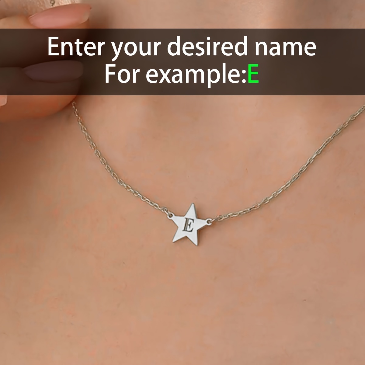 TEMU A Personalized Star-shaped Stainless Steel Letter Pendant Necklace Engraved With English Characters, Making It A Easy And Stylish Gift Suitable