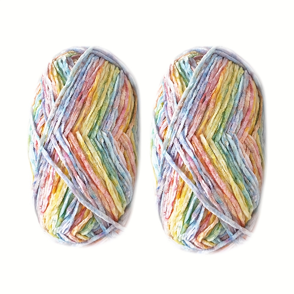 2pc Rainbow Yarn Soft Polyester For Diy Crochet And Knitting Projects Ideal For Hats Scarves Sweaters 100g Per Piece