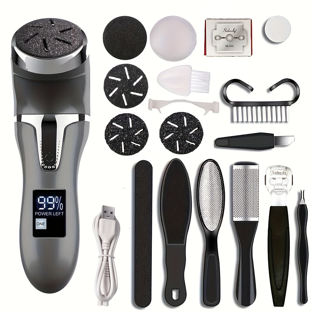 Rechargeable Electric Callus Remover with Dander Vacuum Cleaner - Professional Foot Care Kit with LCD Display, 2 Speeds, and Multiple Heads for Dead Light Beige Removal, Father's Day Gift 10 Rechargeable Electric Callus Remover with Dander Vacuum Cleaner - Professional Foot Care Kit with LCD Display, 2 Speeds, and Multiple Heads for Dead Light Beige Removal, Father's Day Gift - Image 10