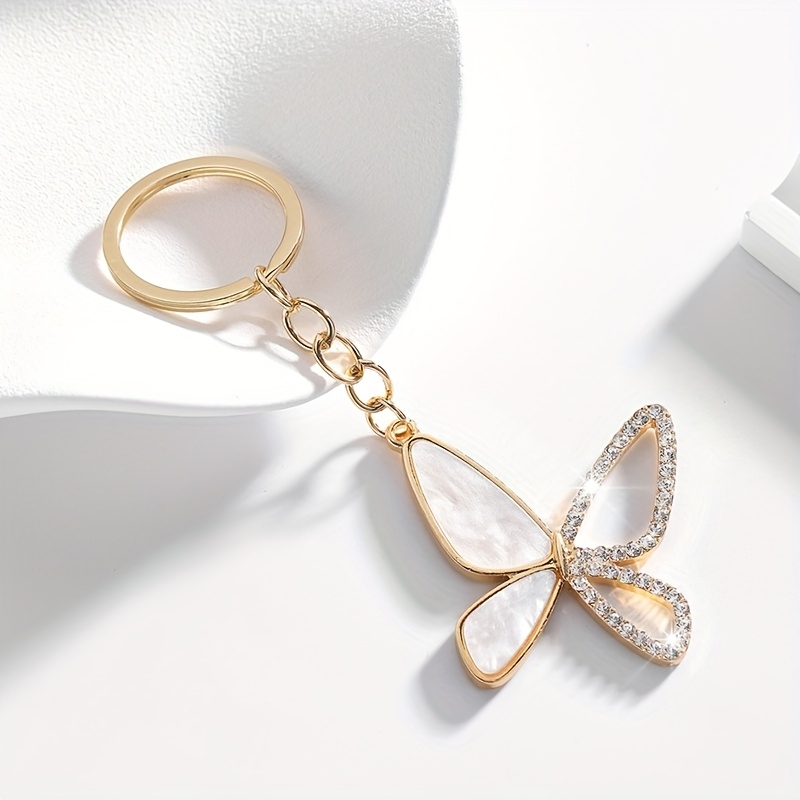 1pc Fashionable And Gorgeous -shaped Keychain Pendant Accessory, Decorated With Transparent Rhinestones, Suitable For Women's Keychain Bag Packaging Decoration