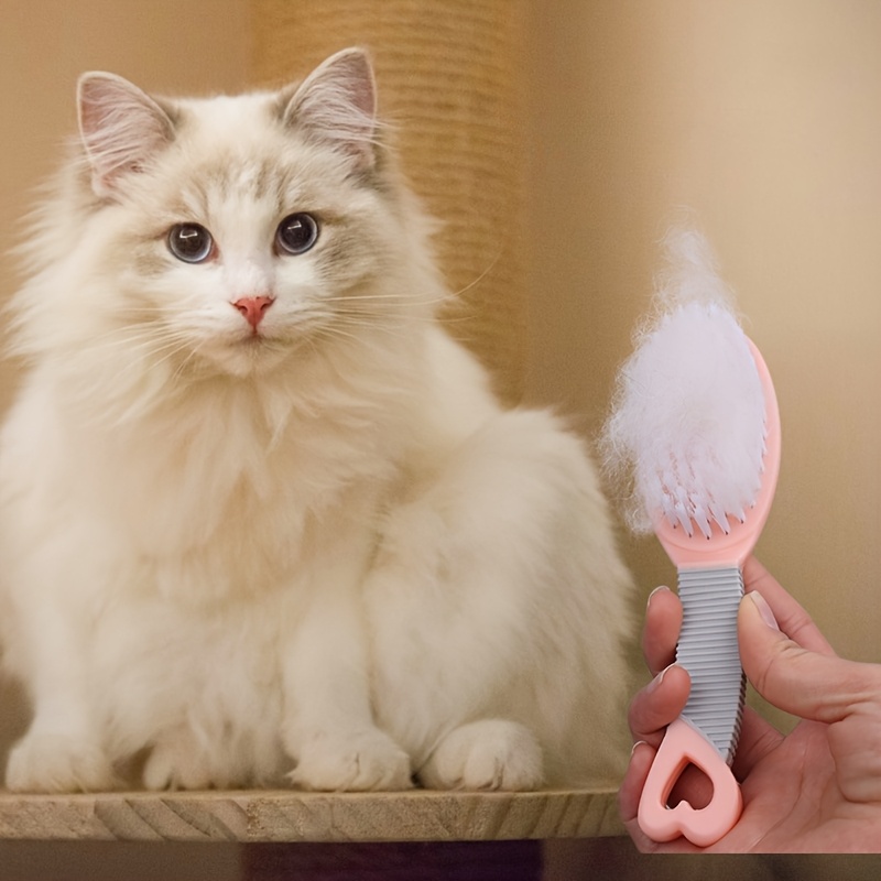   detangling brush for cats and dogs gentle plastic bristle massage comb with round handle ideal for shedding season daily   grooming tool pet   plush texture brush durable plastic bristles cat grooming brush Product details 0