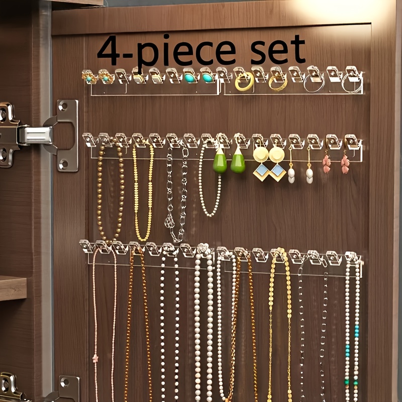 4-pack 8-hole Wall Mounted Jewelry Organizer, With Necklace, Bracelet And Earring Hooks - -free Display Rack, Jewelry Tower