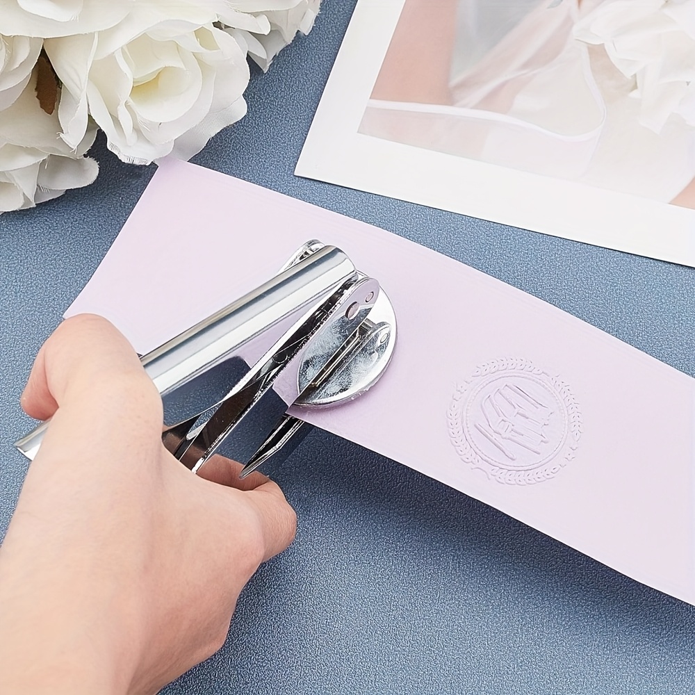 

Customizable Logo Embossing Stamp With Elegant Metal Handles - Wedding Invitations, Valentine's & Christmas Cards, English Text - Iron Construction