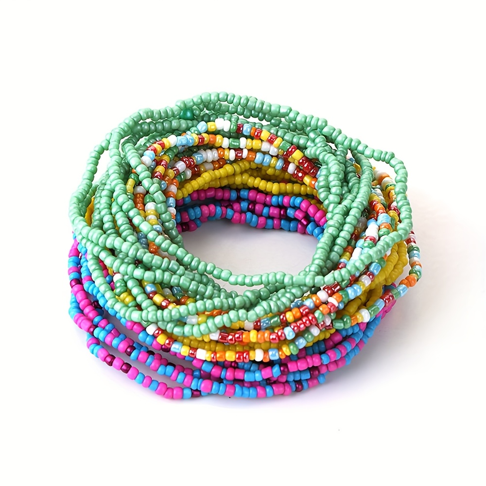Bohemian Ethnic Beaded Bracelet Set - Colorful Bead Bracelets with Flo