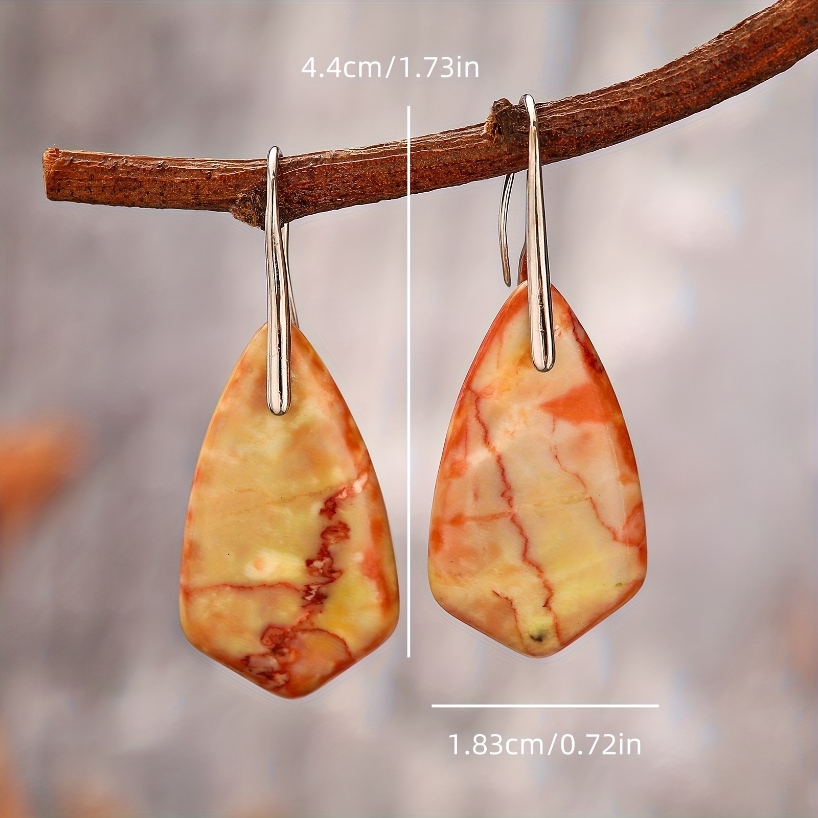 Women's Elegant Bohemian Pendant Earrings, Natural Imperial Stone