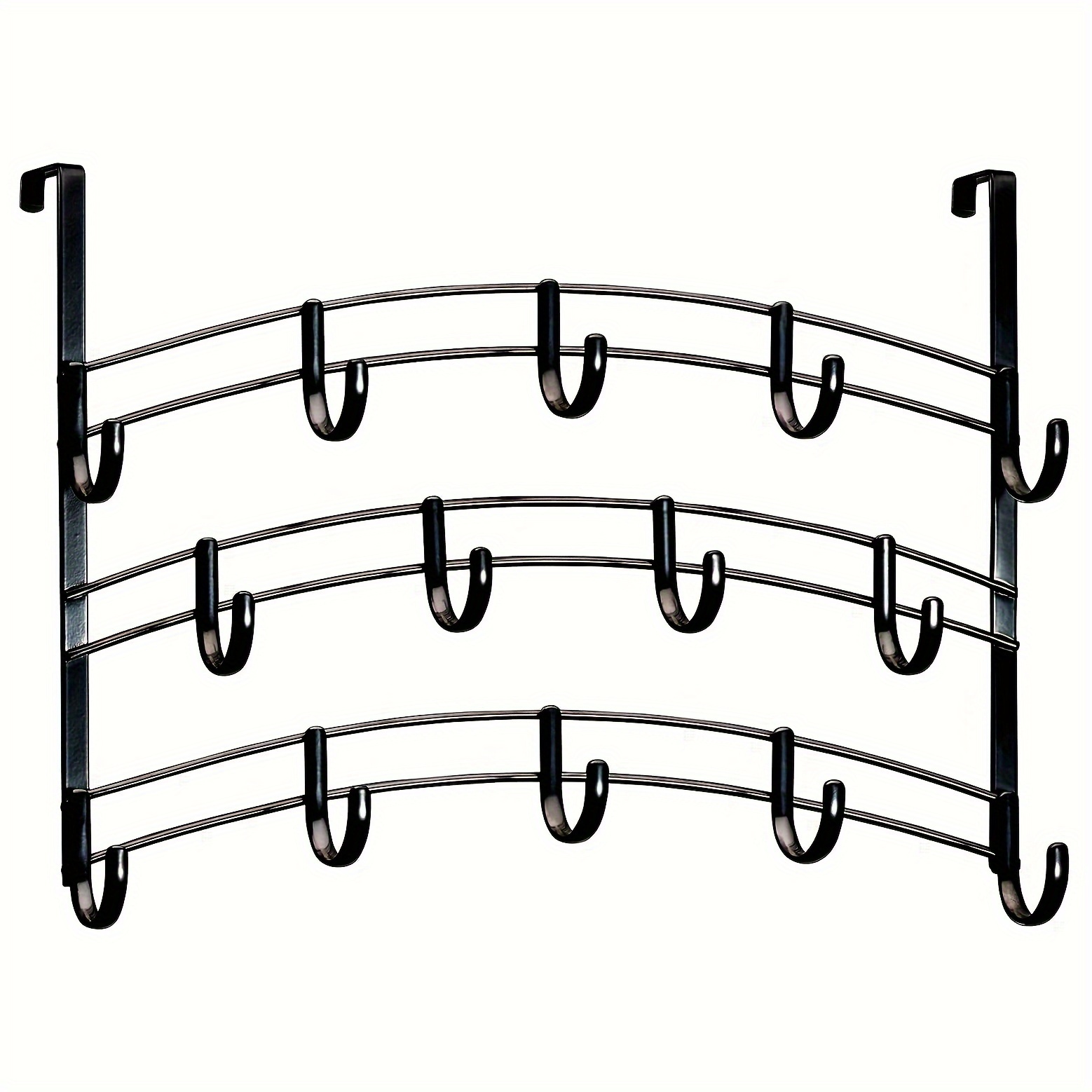 Image of Over Door Hooks Rack - 14 Hook Over Door Hanger - Over Door Towel Racks - Over Door Hooks For Hanging Towels, Coats, Bag, Hat, Or Clothes For Bathroom, Bedroom Or Laundry Room, Utility Hooks