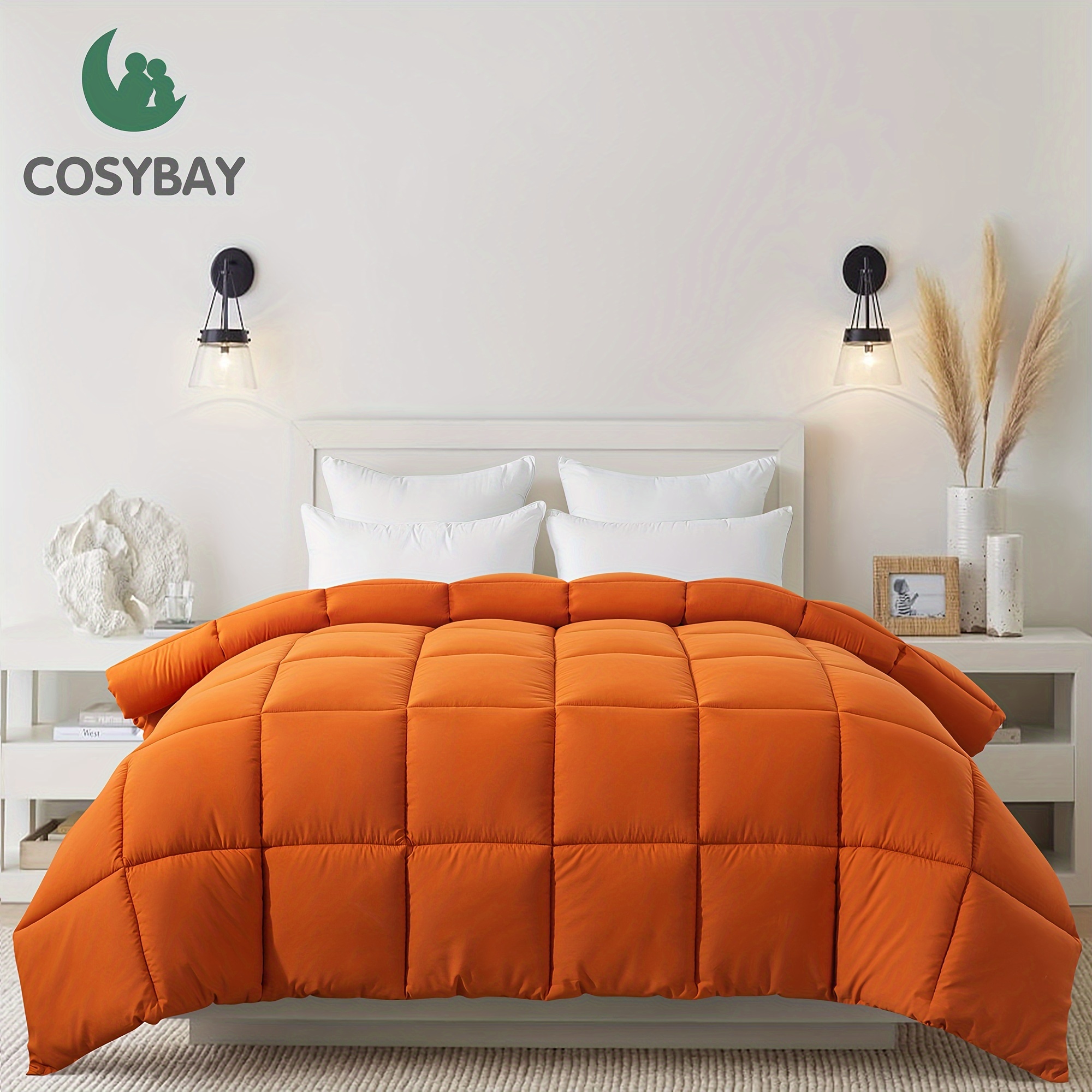 

Cosybay Down Alternative Comforter (burnt Orange, Twin) - All Season Soft Quilted Twin Size Bed Comforter - Duvet Insert With Corner Tabs - Winter Summer Warm Fluffy, 64x88 Inches