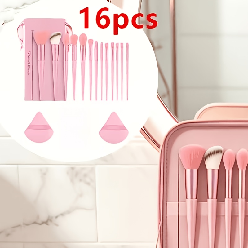 TEMU Stile Aggiornato - Set di Pennelli Trucco Professionali con 13 Pennelli, 1 Borsa e 2 , Pennelli Trucco con Setole Sintetiche Morbide Ideali per
