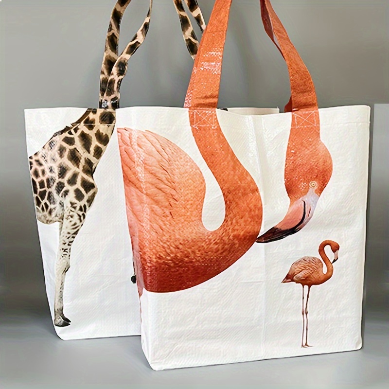 

Chic Flamingo Pattern Tote Bag - Polyester, White - Outdoor Picnics & Sports Gear Storage