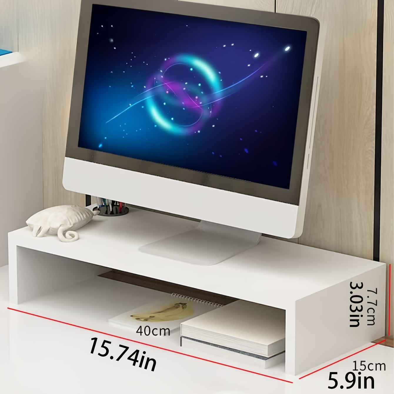 E-shop 1 Stück Monitorständer aus Holz, Computer-Monitorständer, Schreibtisch-Organizer Regal für Büro Computer