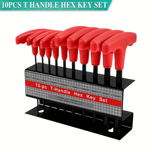 t handle hex key set 10pcs 20pcs t handle hex key set durable ratchet wrenches with ergonomic red gray handles metric sizes 5 19mm for automotive diy and professional use automotive tool set professional tool set