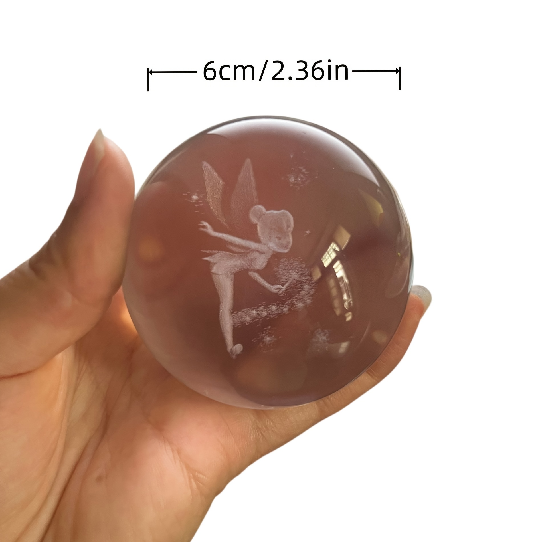 TEMU Ornement Boule de Cristal Fée Gravée au Laser 3D - Adaptée à la Décoration de Chambre de Fille, Centre de Table de Mariage, Cadeau