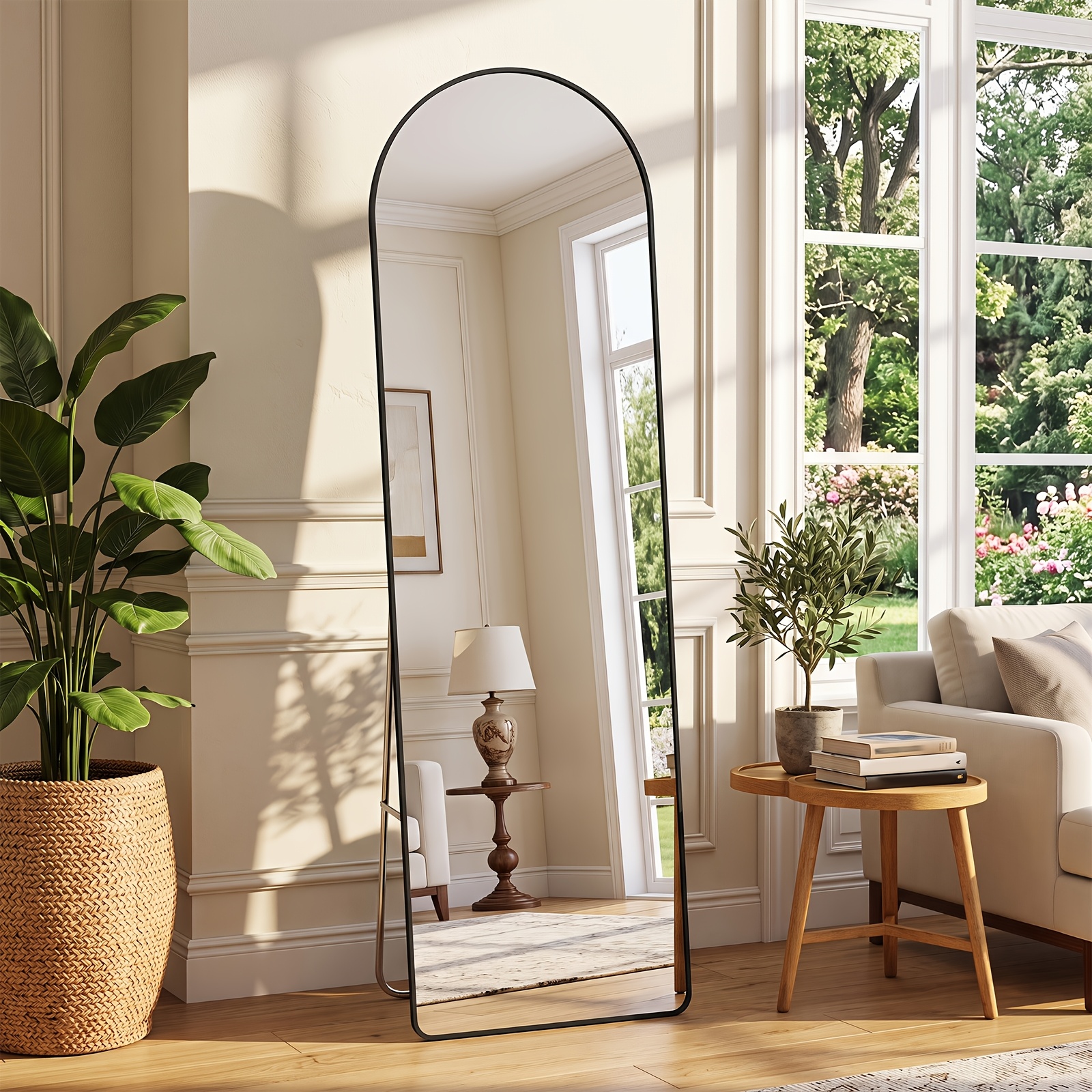 TEMU Arched Full Length Mirror, 63"x19" Golden Metal Frame Floor Mirror, Full Body Standing Mirror For Bedroom Living Room Bathroom, Wall-mounted/