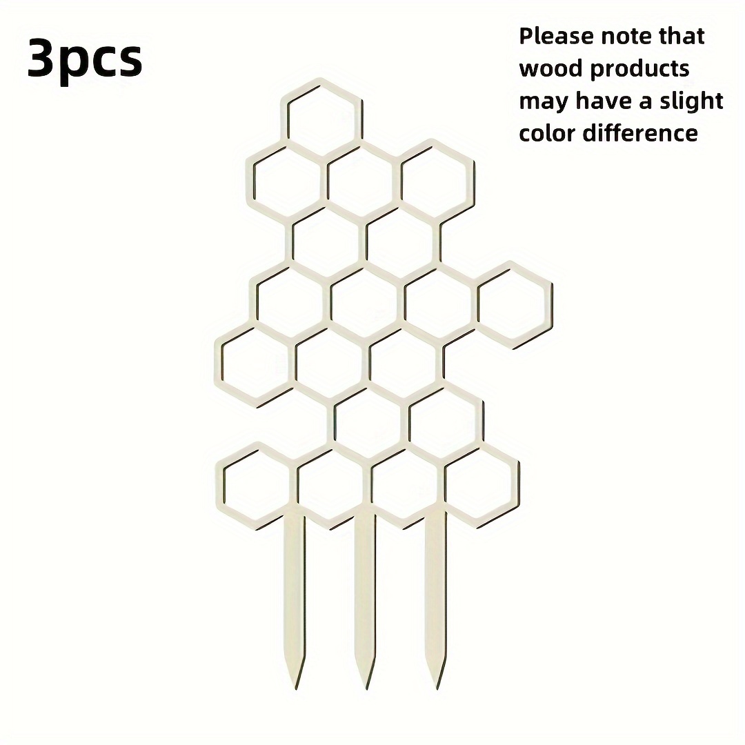 TEMU 3pcs Honeycomb Wooden Plant Trellises - Garden Pot Support Frames With Mesh Climbing Net